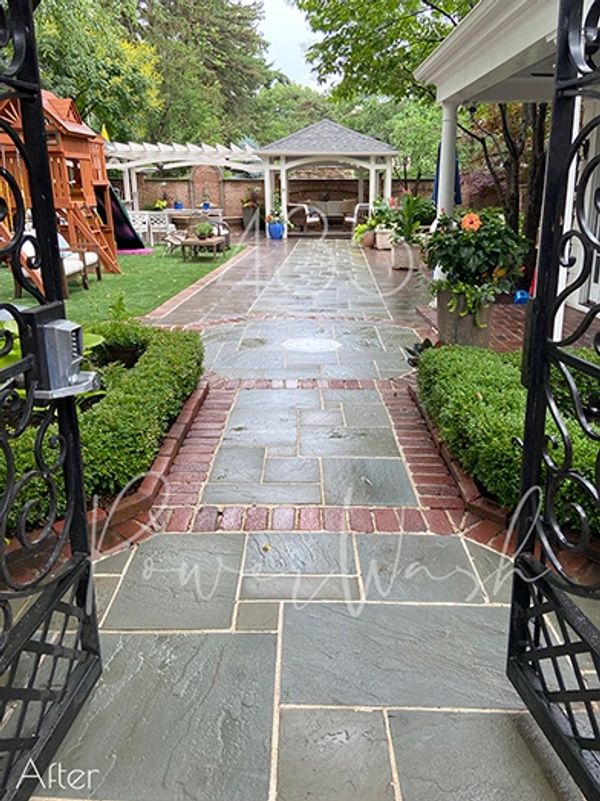 Indoor / outdoor tile courtyard pressure wash in Brookside, MO near UMKC